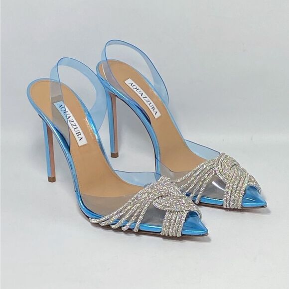 Aquazzura Gatsby Crystal-Embellished Slingback pumps size 38 - Picture 3 of 15